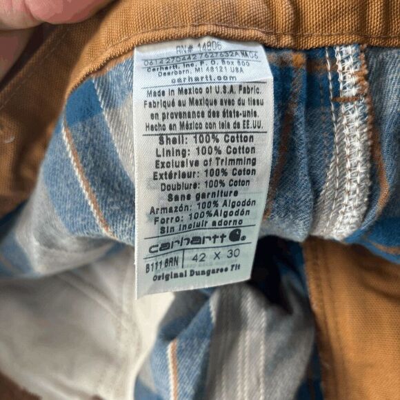 Carhartt Original Fit Duck Flannel Lined Work Dungaree Mens Pants Mens Sz 42x30 - Picture 6 of 7